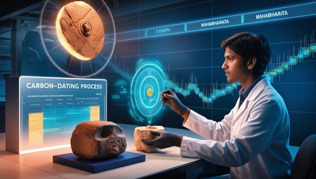 Illustrating carbon dating of sculptures recovered from Dwarka nagri 