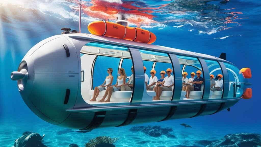 illustration of submarine to visit submerged Dwarka Nagri