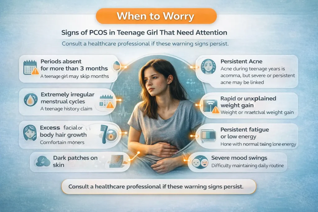 Teenage girl showing early symptoms of PCOS with hormonal imbalance concept